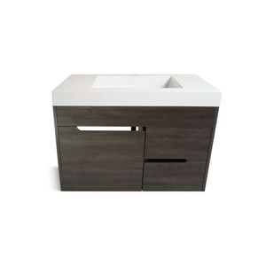 Vanitorio Mueble Organizador A Muro St Joseph + Lavatorio Roble Gris Rohoi