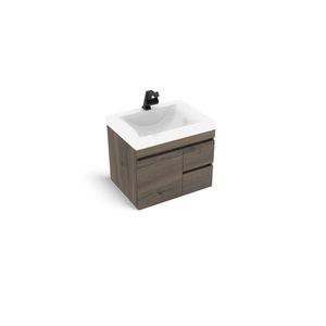 Mueble Organizador A Muro St Bernard + Lavatorio Roble Café Grisaceo Rohoi