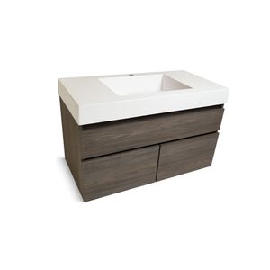 Mueble Organizador a Muro Deluxe + Lavatorio Roble Café Grisáceo Rohoi